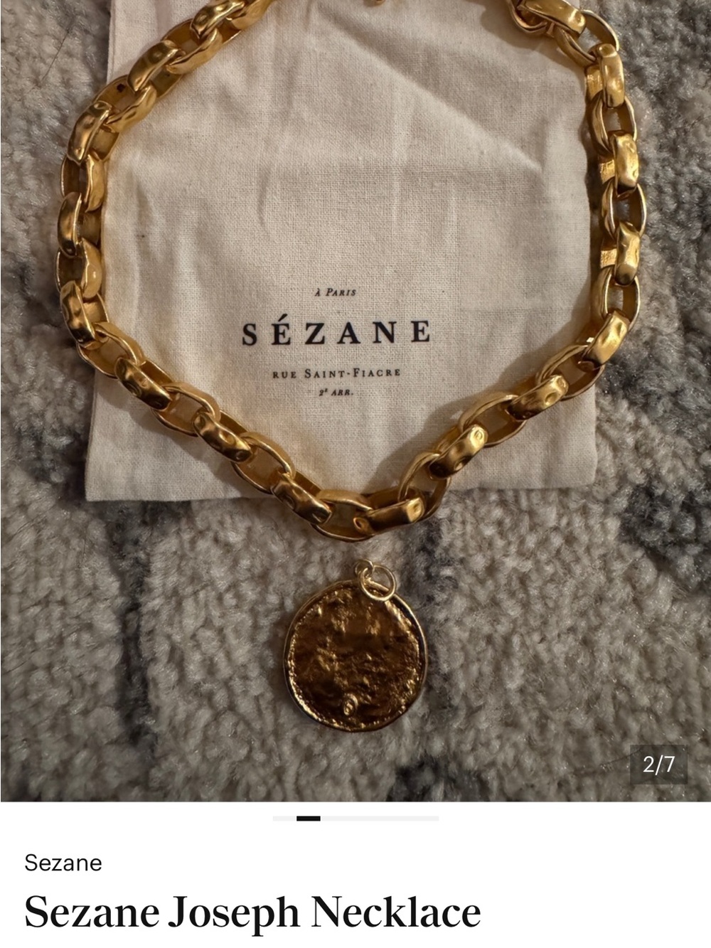 Sezane Polished Gold Chunky Chain with Coin Pendant - Picture 2 of 6